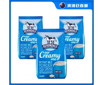 【澳洲直邮包邮】Devondale 德运 全脂成人奶粉 1公斤x3袋/箱(3岁以上适用) 【澳洲直邮包邮】Devondale 德运 全脂成人奶粉 1公斤x3袋/箱(3岁以上适用)